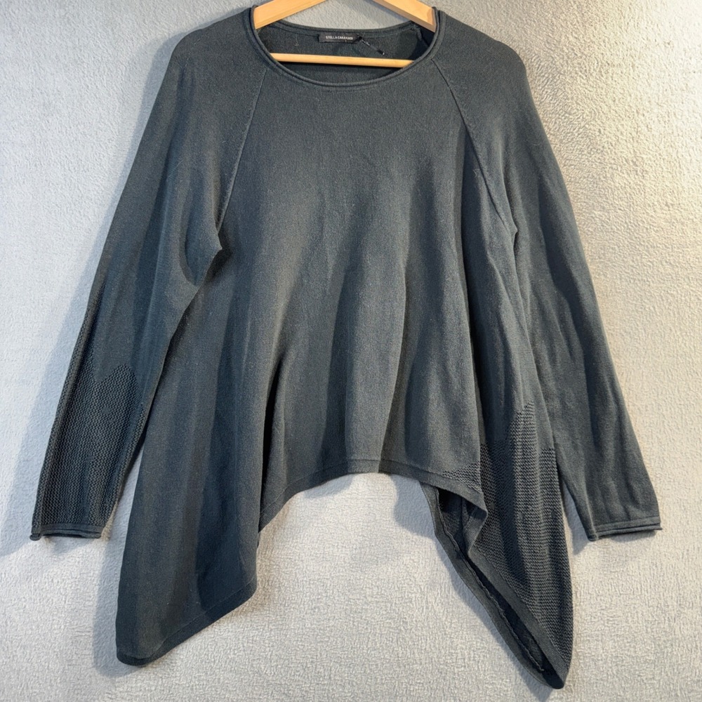 Stella Carakasi Natural Lux Cotton Tencel Asymmetrical Sweater Gray Womens Small